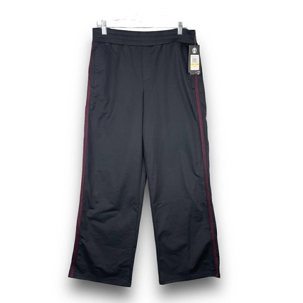 New Under Armour Pants Wide Leg Athletic Sweatpants Black Red Medium NWT